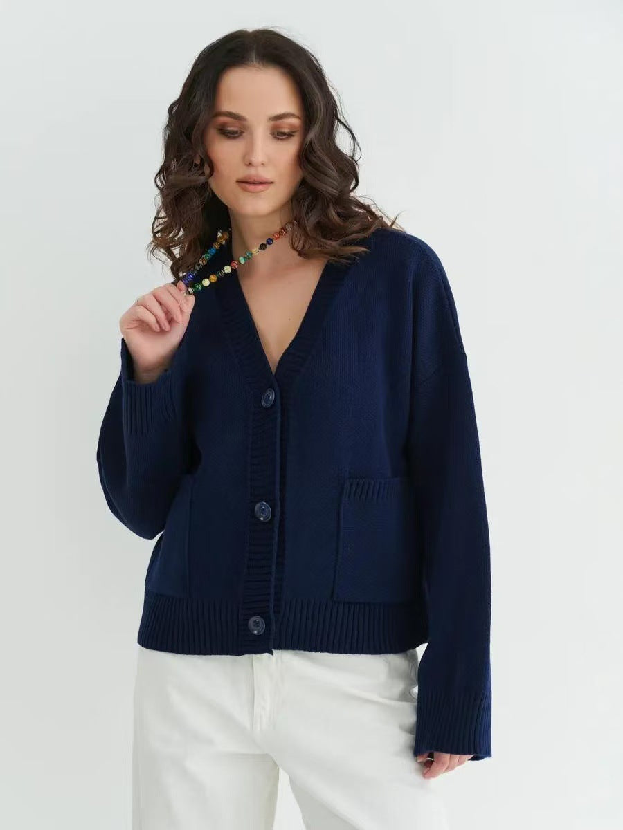 V-neck Pocket Knit Cardigan