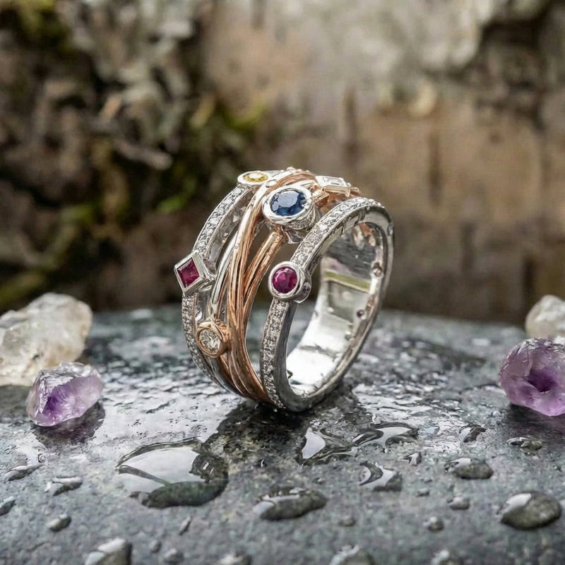 Elegant Multistone Statement Ring