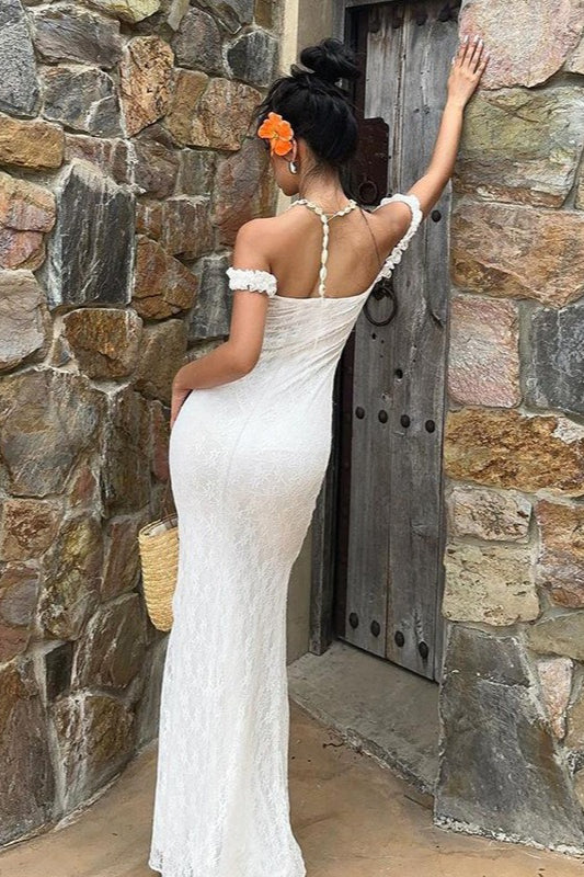 Lace Sleeveless Spaghetti Strap Slim Maxi Dress