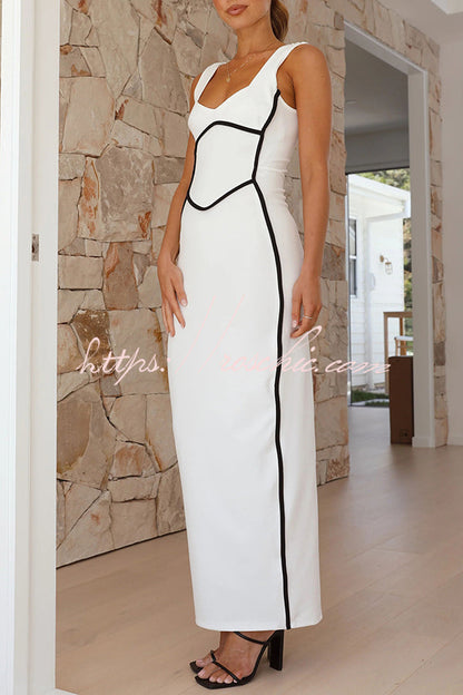 In the Heads Turn Line Trim Bodycon Stretch Maxi Dress