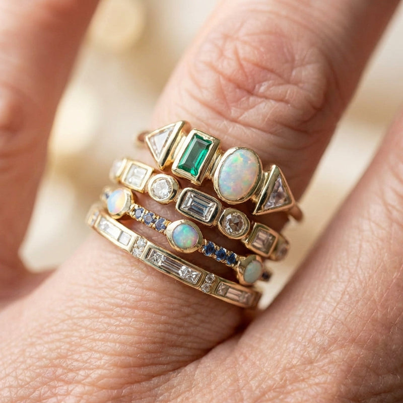 A Vintage Opal & Zirconia Ring Set