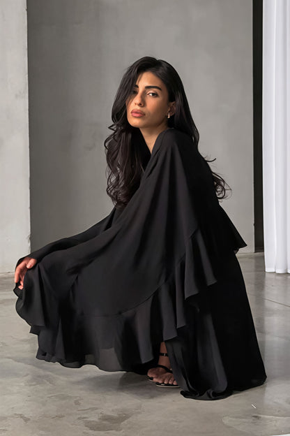 Ruffle Cape Half Sleeve Mini Dress