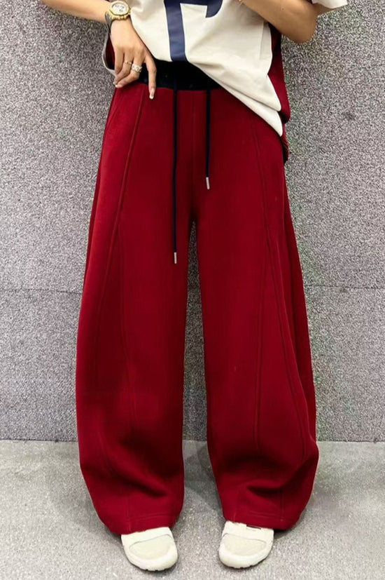 Color Fluid Wide Leg Fleece Sweat Pants