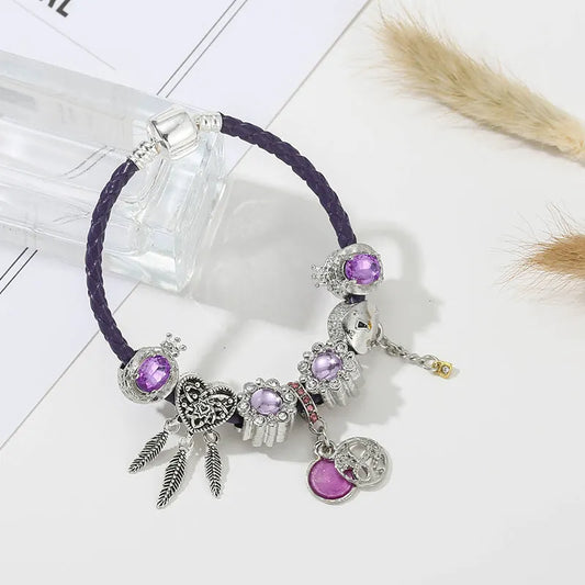 Elegant Amethyst Charm Bracelet