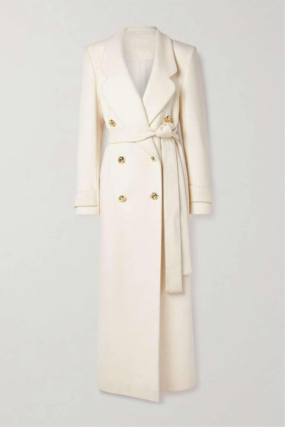 Metal Button Woolen Long Sleeve Coat