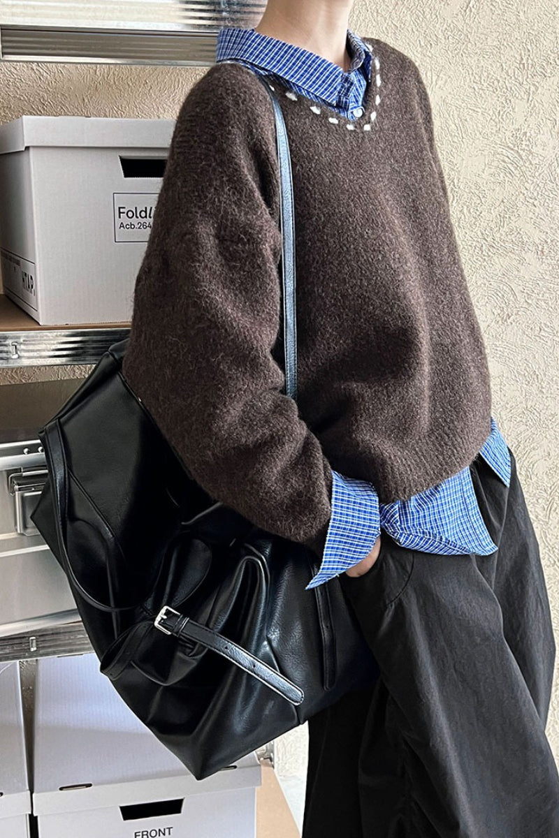 Oversized V-neck Knit Sweater