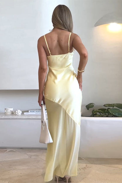 Fitted Satin Mesh Cami Maxi Dress