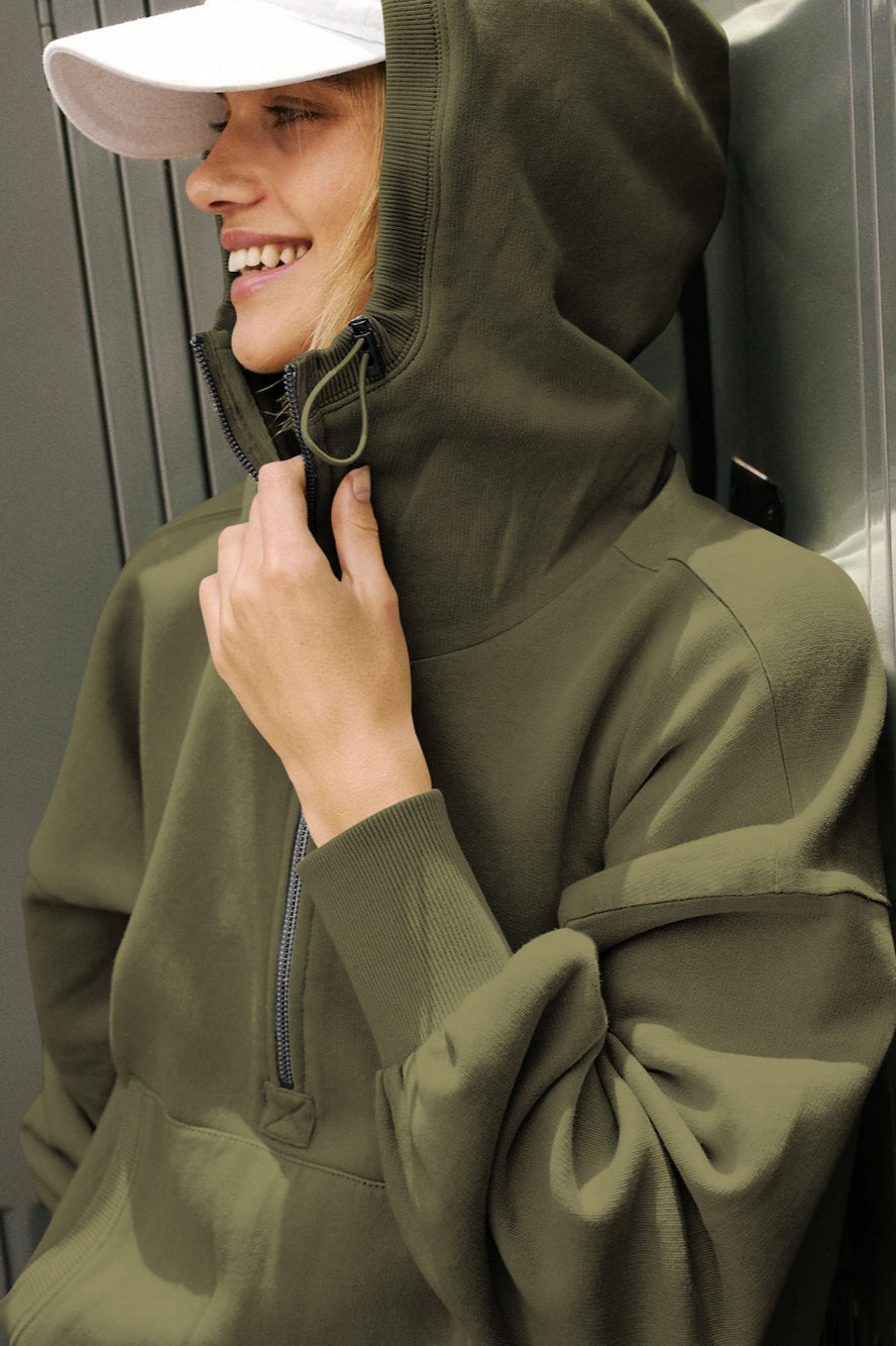 Athletic Cropped Zipper Sweatshirt