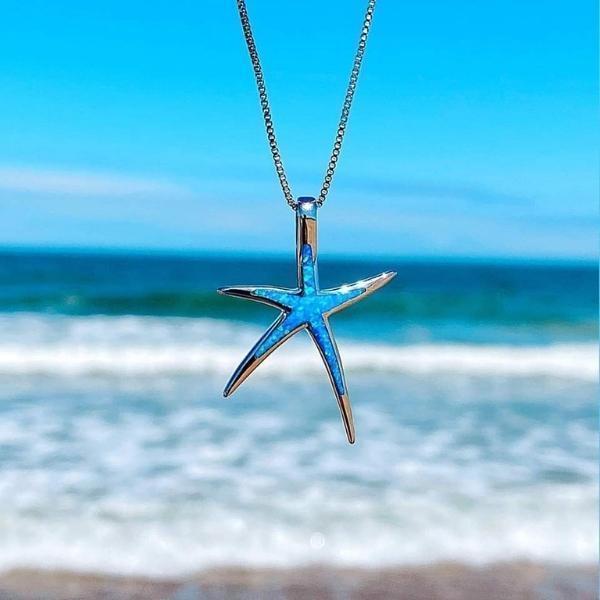 Blue Opal And Silver Starfish