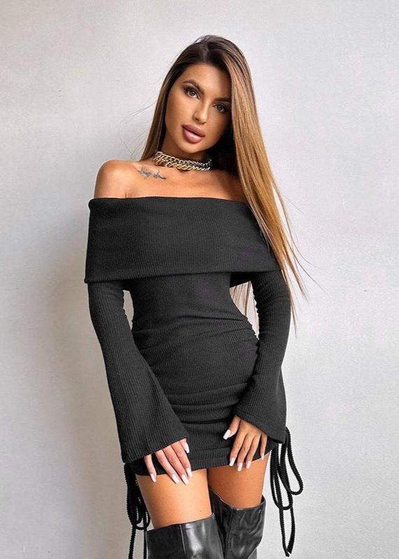 Off-shoulder Drawstring Bodycon Dress
