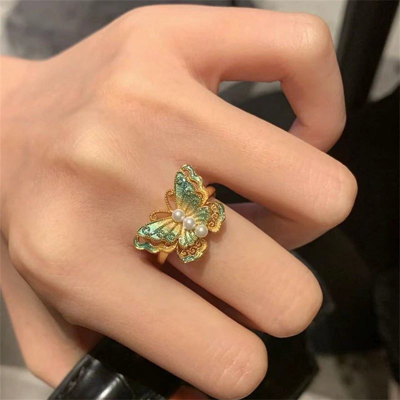 Vintage Butterfly Pearl Ring