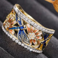 Elegant Dragonfly Enamel Ring