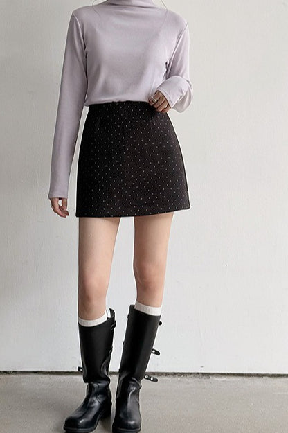 Polka Dot Wool A-line Skirt