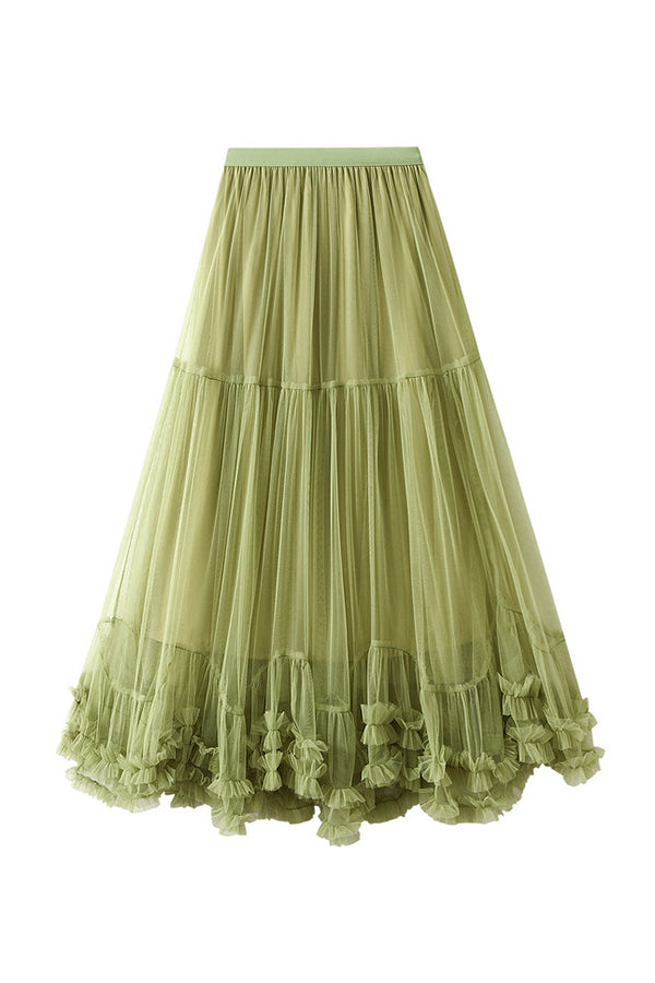 Sweet Fungus Lace A-line Tutu Skirt With Large Hem