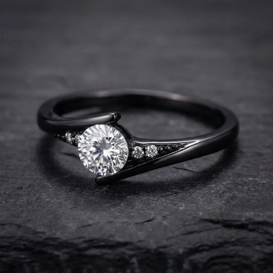Vintage Black Gold Crystal Ring