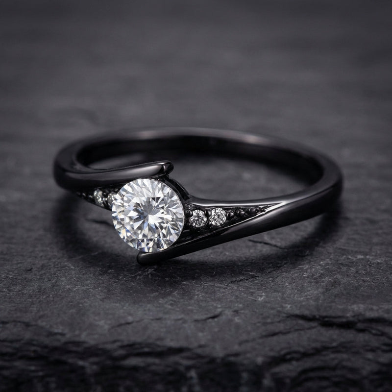 Vintage Black Gold Crystal Ring