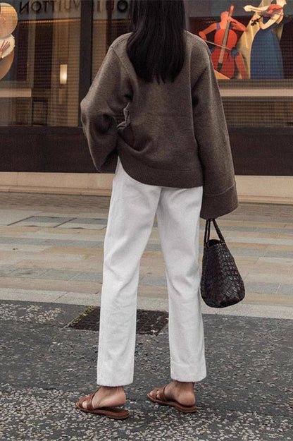 Color Knit V-neck Coat