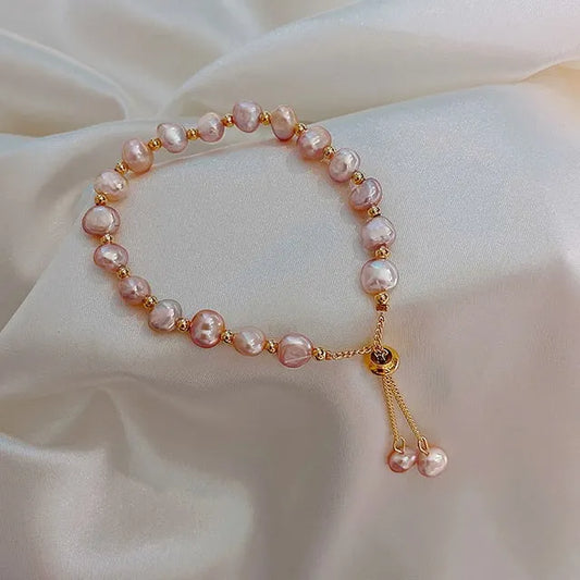 Pink Pearls In Gold