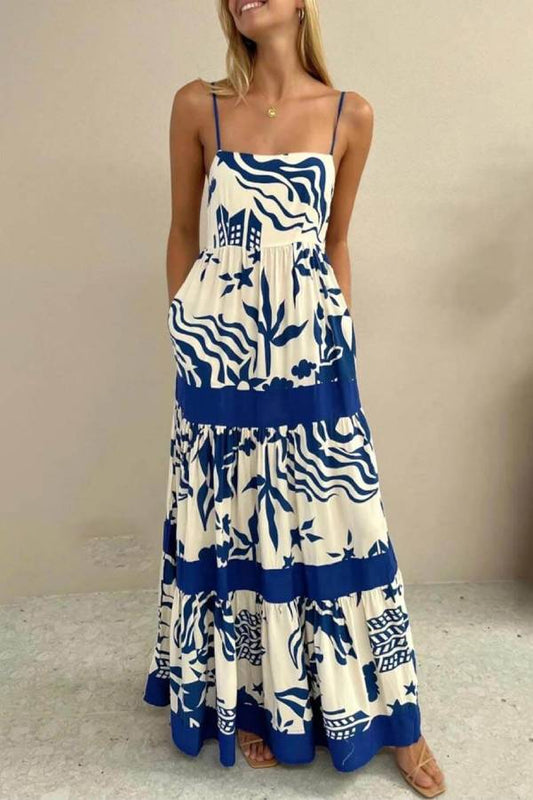 Ruffled With Print Maxi Dress