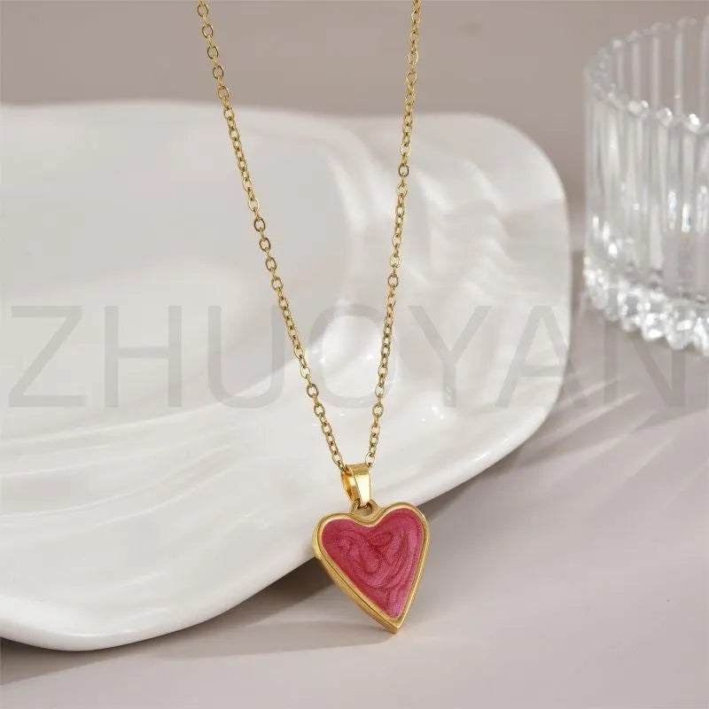Romantic Pink Heart Necklace