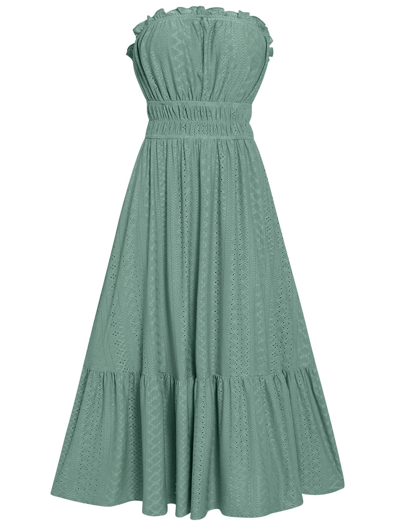 The New You Strapless Lace Midi Dress - Sage