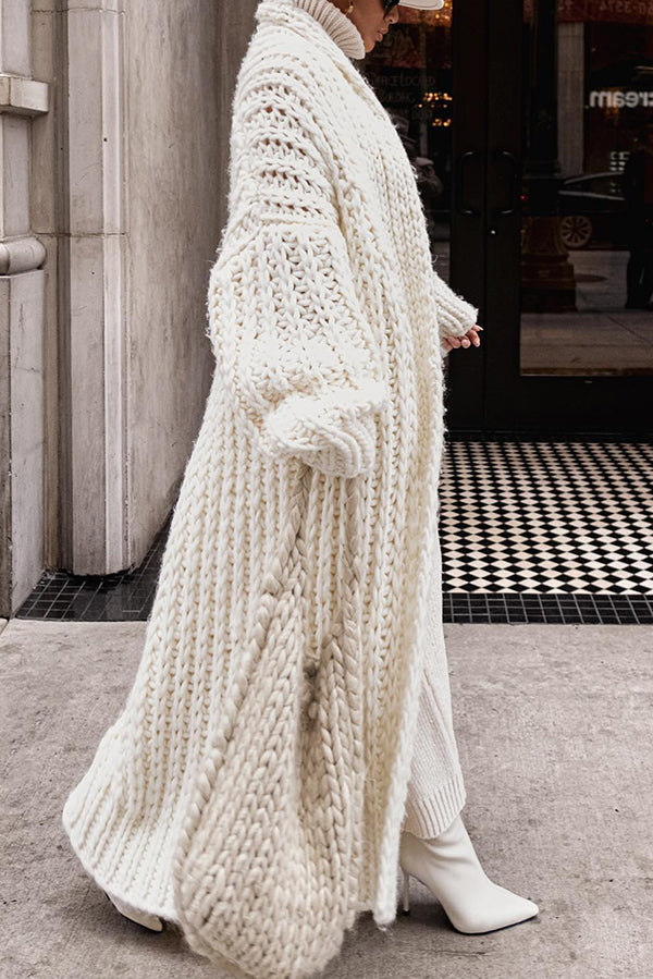 Embrace the Cold Color Long Sleeve Knitted Loose Maxi Cardigan
