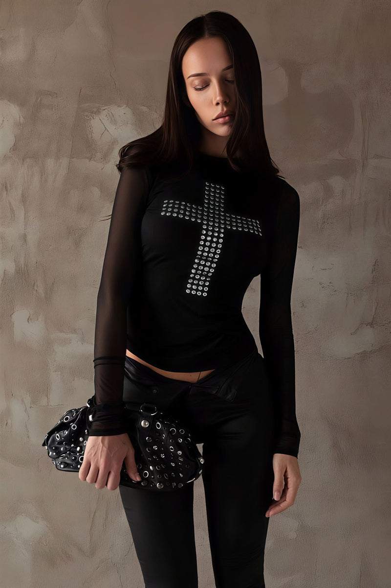 Print Slim Crew Neck Blouse