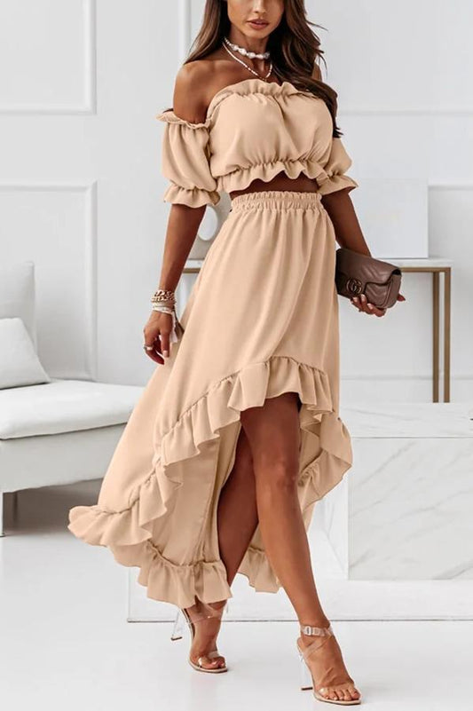 Off the Shoulder Midi Dress Suit