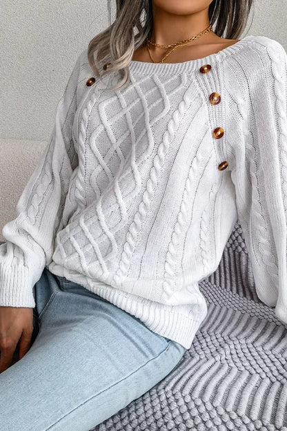 Button Detail Pullover Sweater