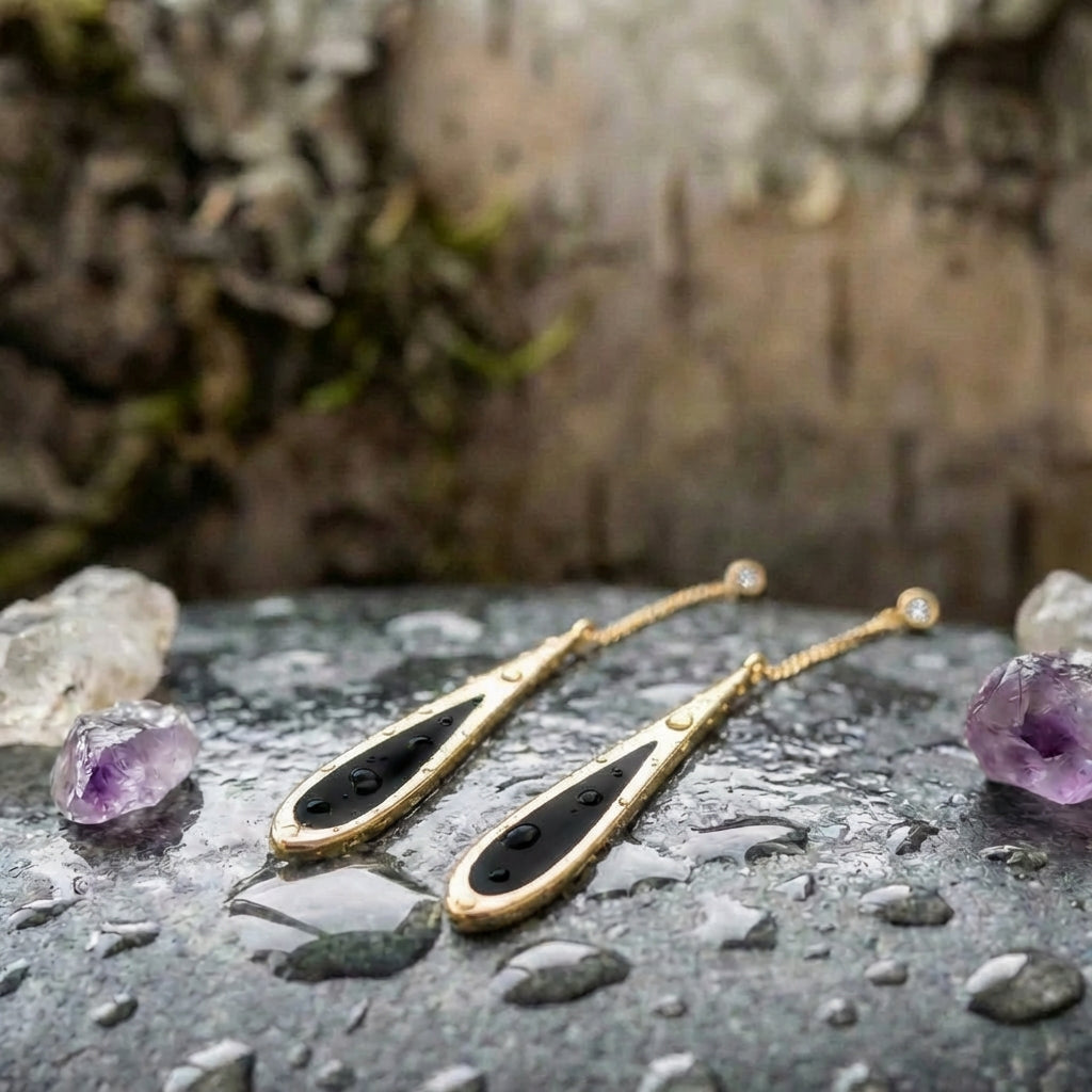 Black Drop Tassel Long Earrings