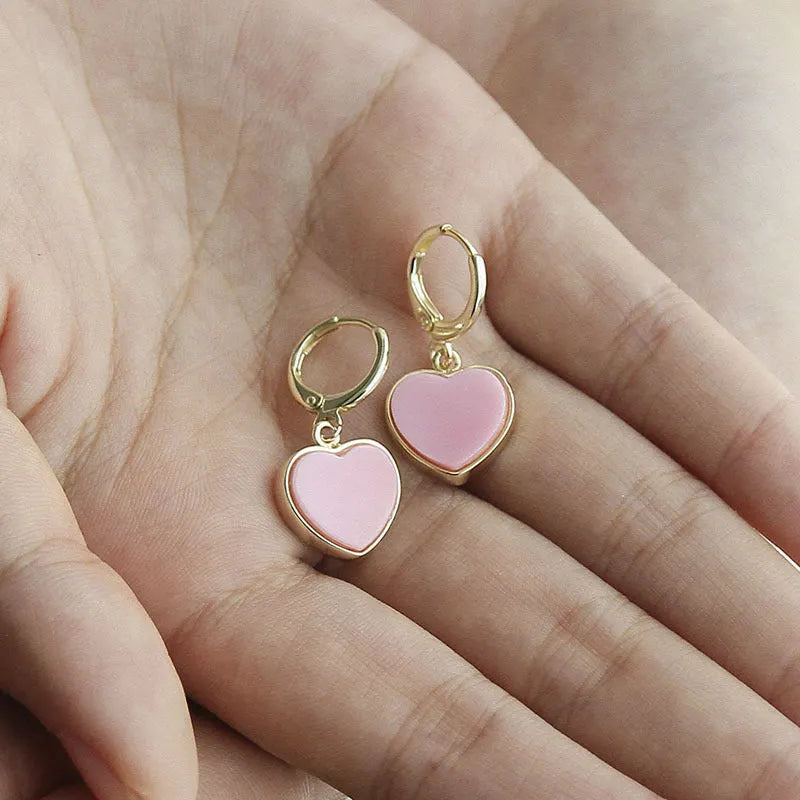 Romantic Pink Heart Earrings