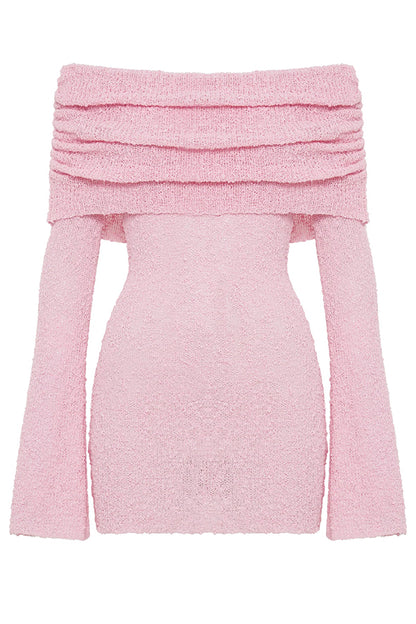 Fashionable and Off-shoulder Long-sleeved Mini Dress