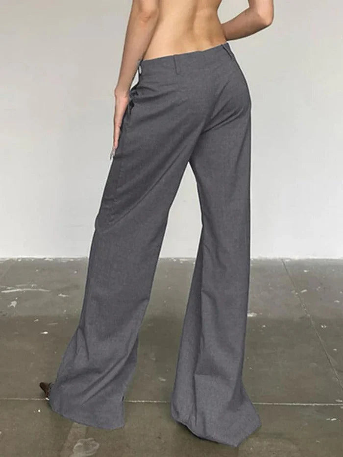 Gray Versatile Low Rise Tailored Pants