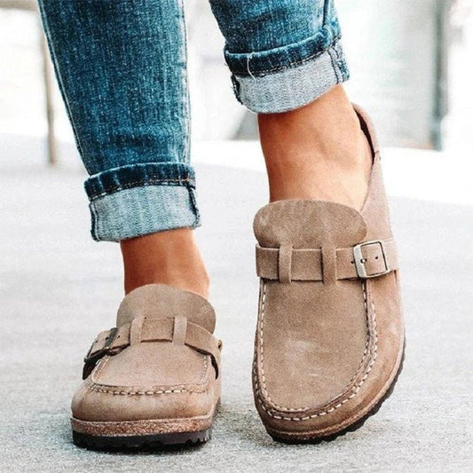 British Style Belt Buckle Flat Shoes for