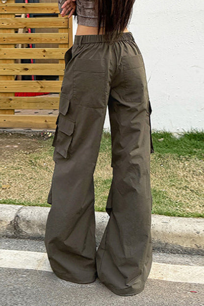 Military Green High-waisted Cargo Pant