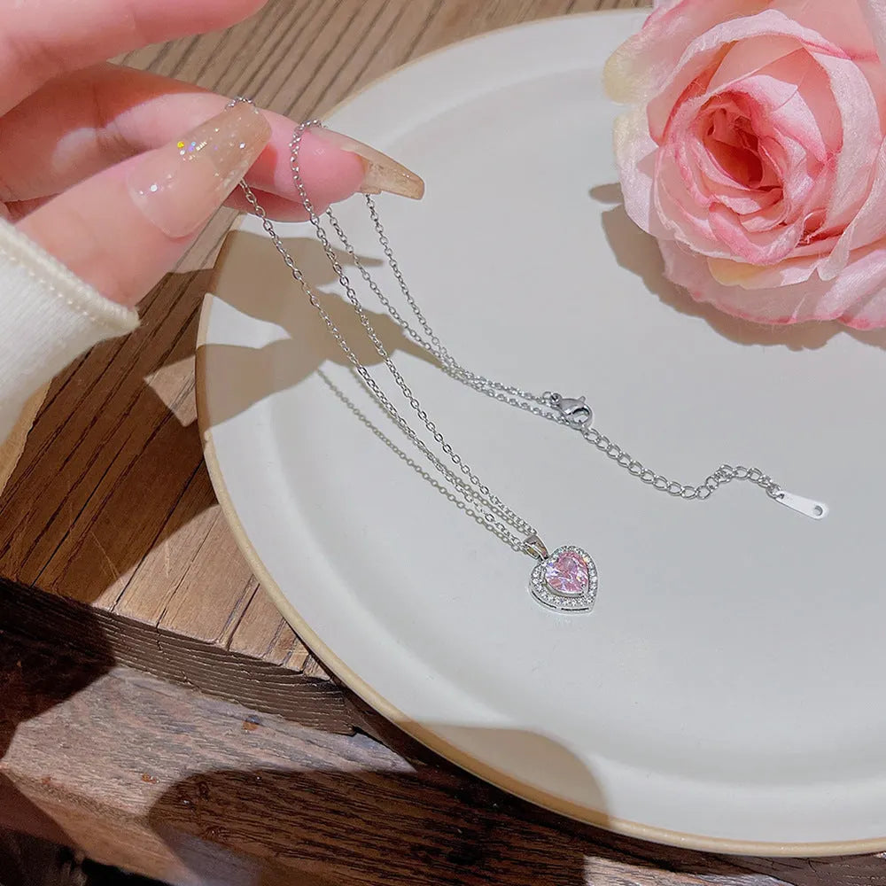 Romantic Pink Heart Necklace