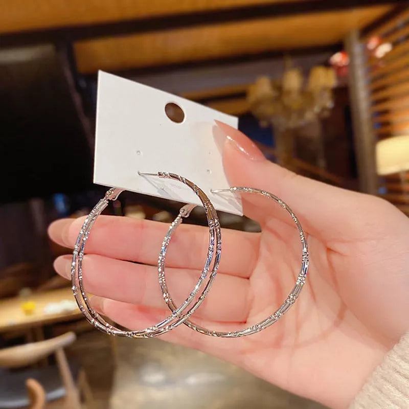 Textured Silver Hoop Earrings