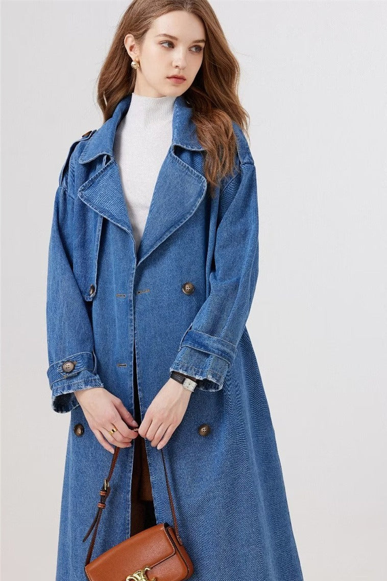 Denim Long Line Duster Overcoat