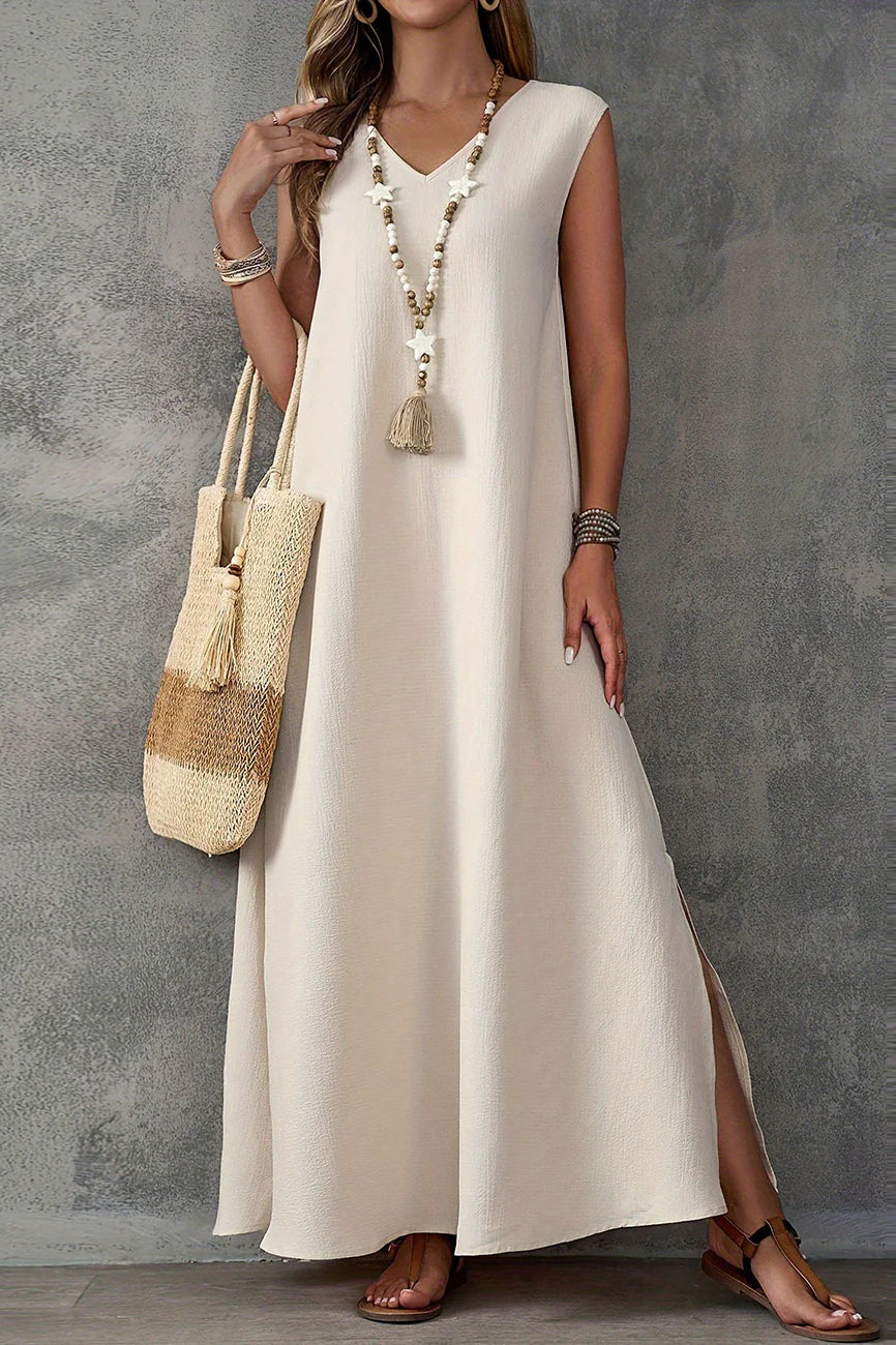 Sleeveless V-neck Side Slit Maxi Dress