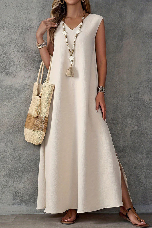 Sleeveless V-neck Side Slit Maxi Dress