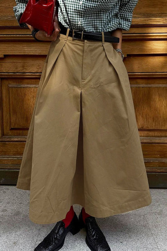 Loose Khaki Maxi Skirt