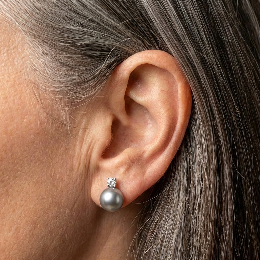 Elegant Black Pearl Zirconia Earrings