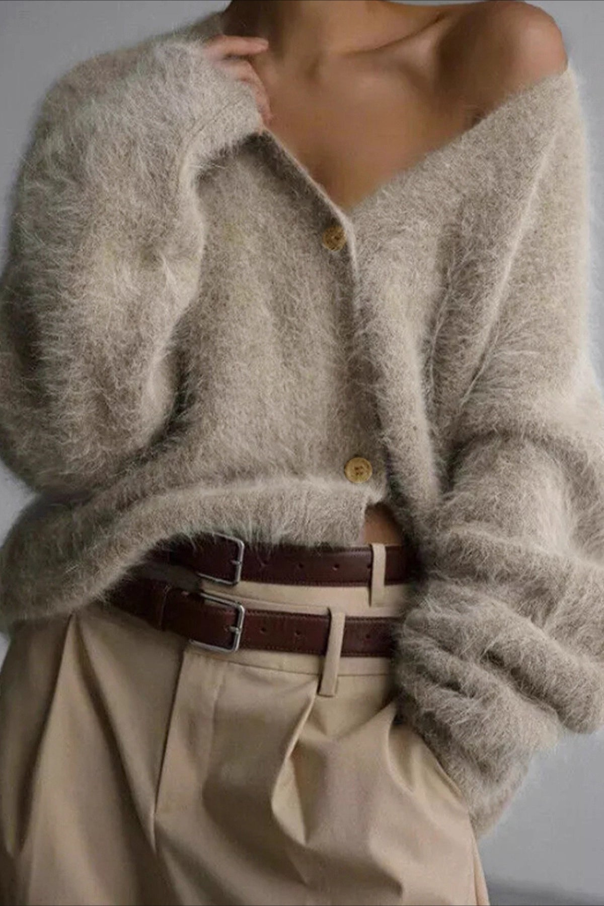 V Neck Button Long Sleeve Cardigan