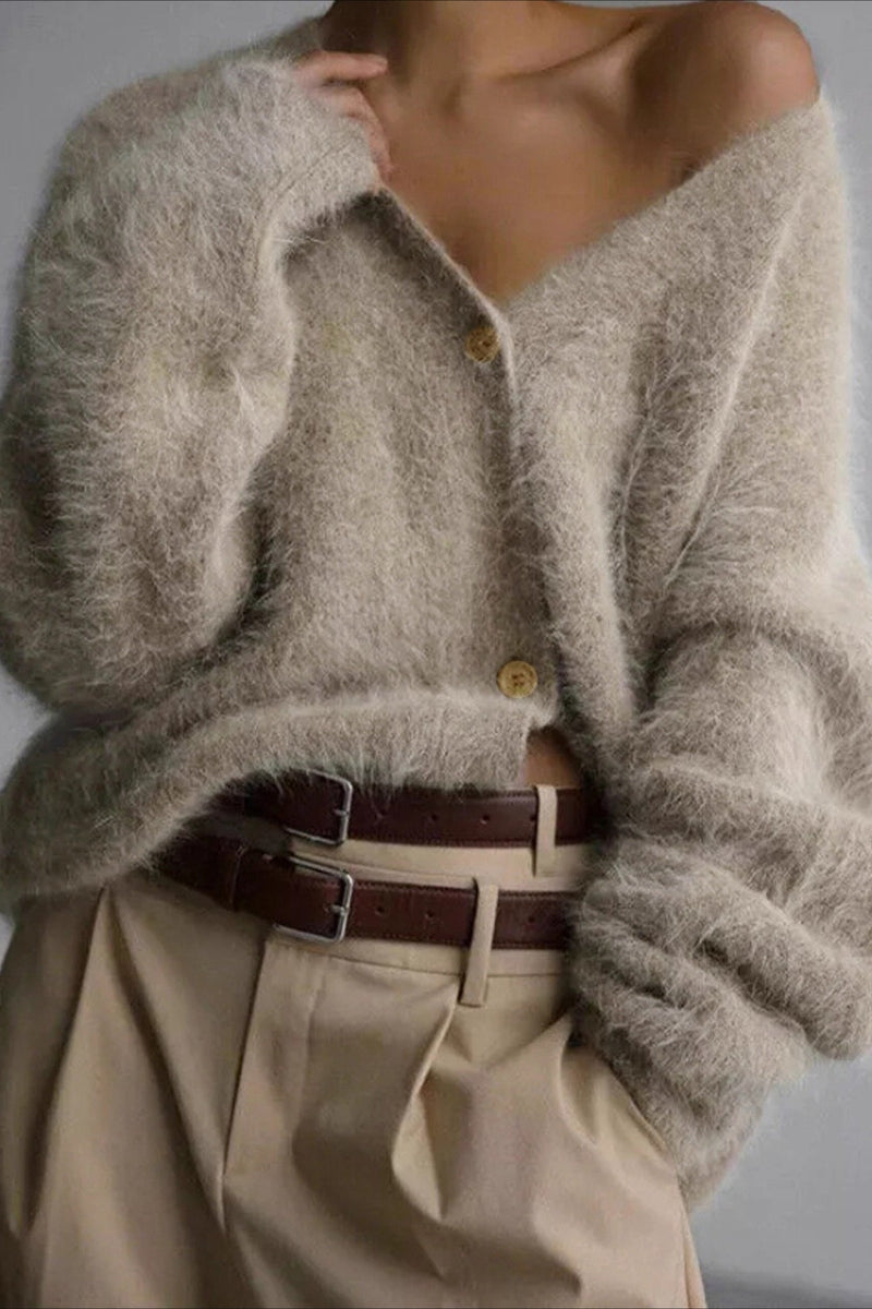 V Neck Button Long Sleeve Cardigan