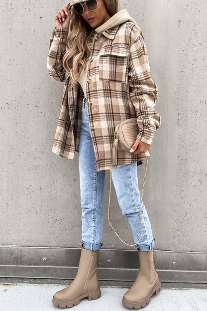 Street Style Plaid Hooded Coat