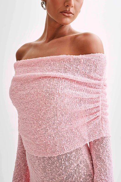 Fashionable and Off-shoulder Long-sleeved Mini Dress