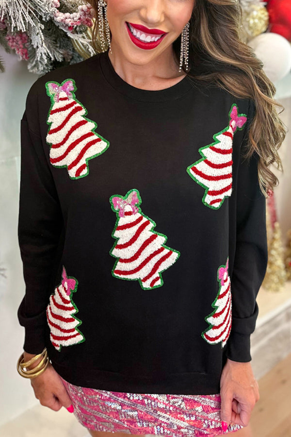 Christmas Tree Sequined Loose Sweatshirt
