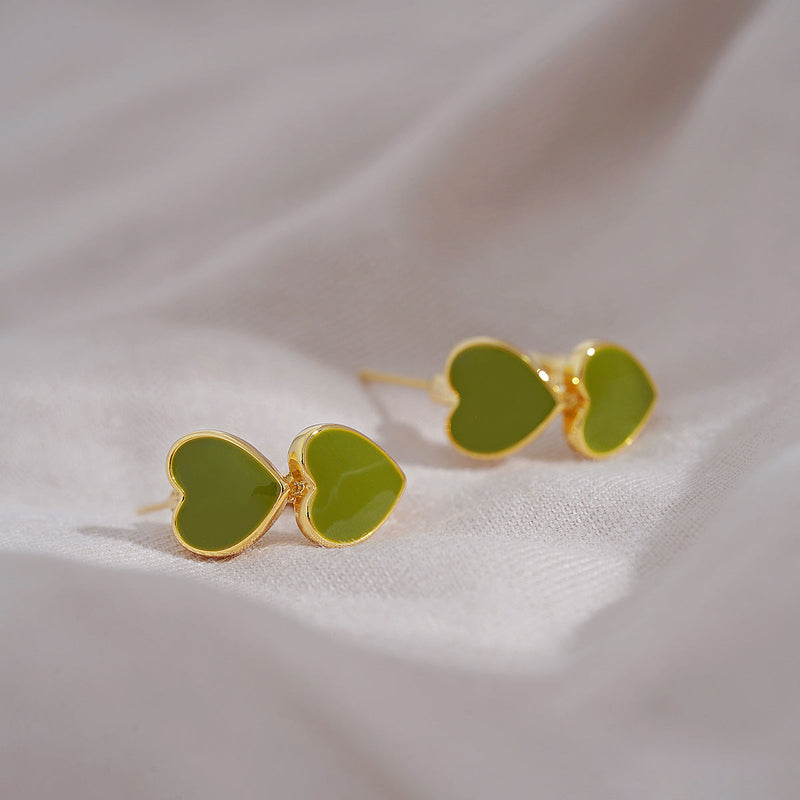 Elegant Green Heart Earrings