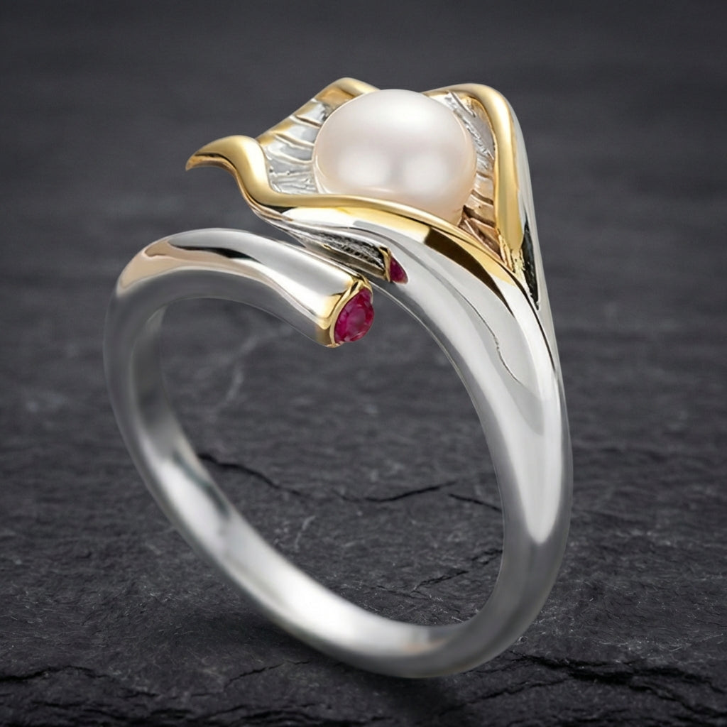 Vintage Gold & Silver Pearl Ring