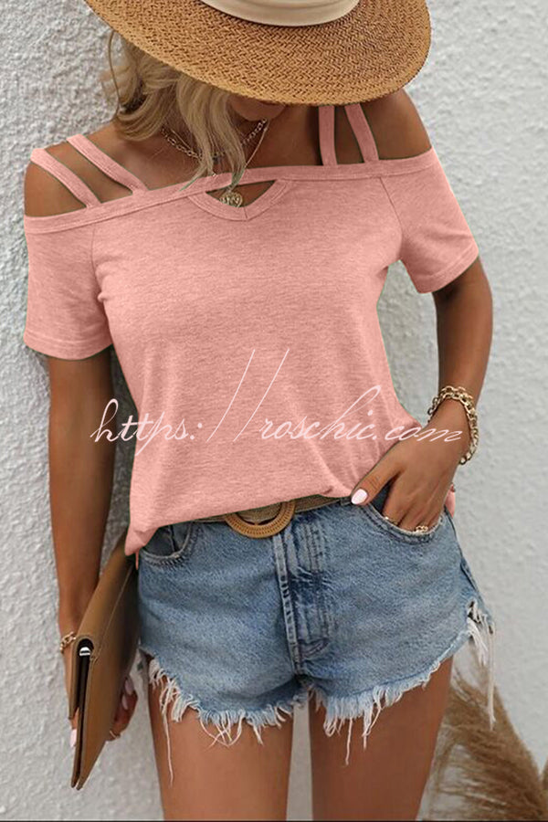 Color Cold Shoulder T-shirt